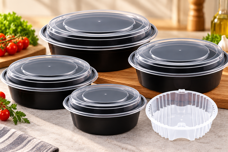 Black Round Food Container
