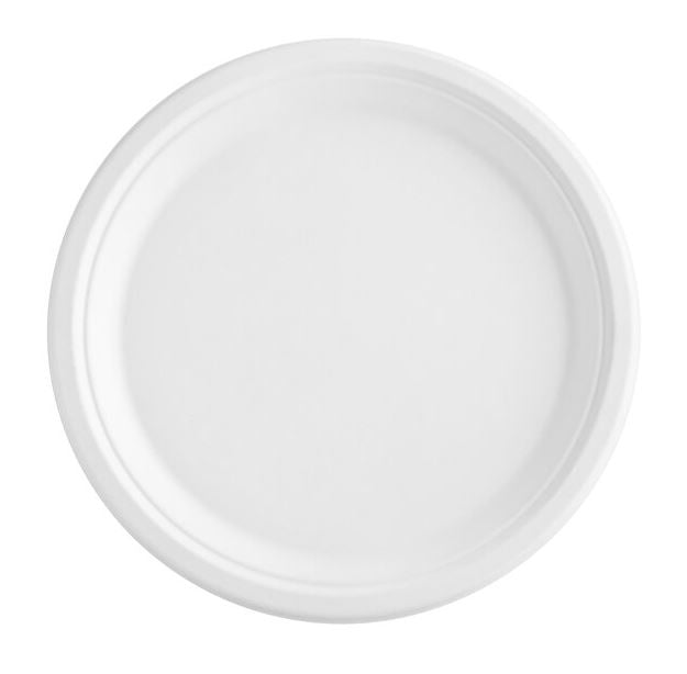 BY CASE - 6" OR 7" Compostable White Plant Fiber Plate 1 Compartment 1000 CT/CS
