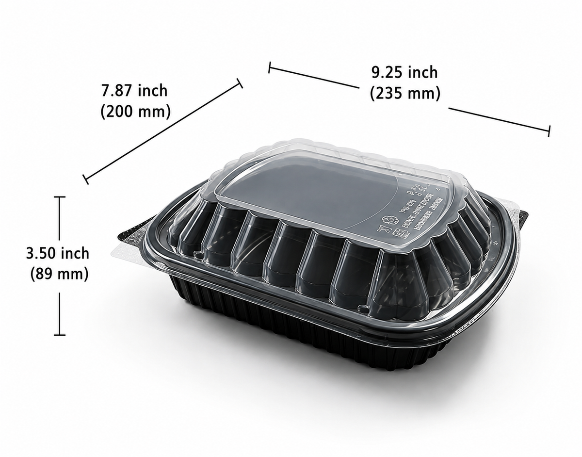 By Case - 36 oz Microwaveable Take-Out Box 1 or 2 or 3-Compartment - PP - Black