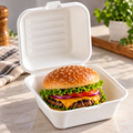 BY PACK - 6"x6" Compostable White Plant Fiber Clamshell 1 Compartments 50 CT/PACK