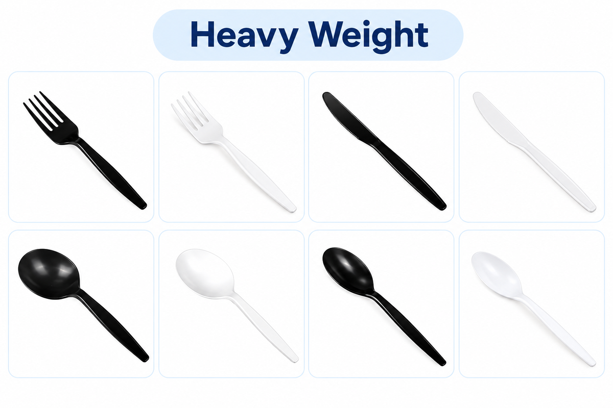 BY CASE - 1000 ct PP Plastic Heavy Duty Cutlery Fork Knife Teaspoon Soupspoon