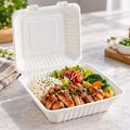 BY Pack - 8" OR 9" Compostable White Plant Fiber Clamshell 1 OR 3 Compartments 50 CT/PACK