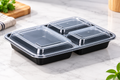 39 oz Black Rectangular Microwavable Food Container With 3 Compartments - 150 ct/case (Copy)